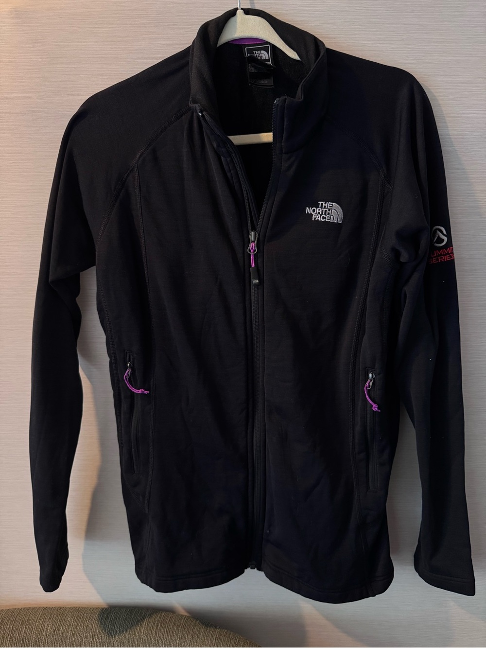 The North Face Women's Black Fleece Jacket with Purple Accents